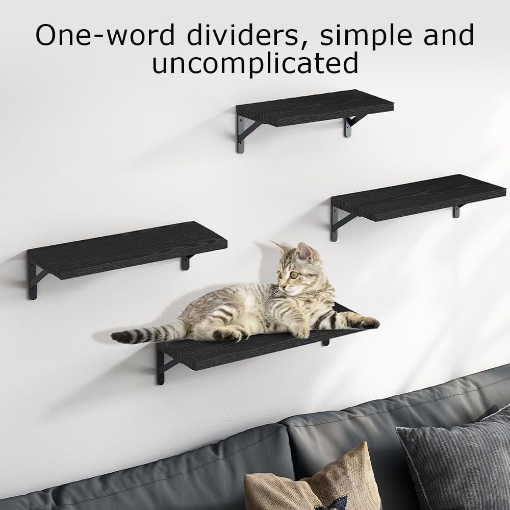Floating Shelves, Rustic Wood Hanging Wall Mounted Storage Wood Display Shelf, 4 Sets of Wall Mounted Shelf for Bathroom Decor, Bedroom, Living Room and Plants (Black) image number 6