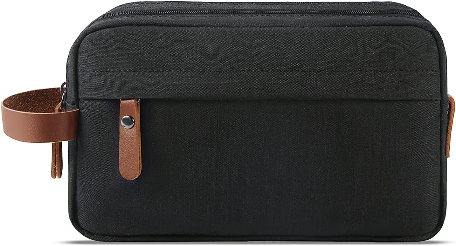 Mens Toiletry Bag, Bathroom Bag, Oxford Cloth Toiletry Bag for Men, Portable Travel Shaving Dopp Kit,Water-Resistant Cosmetic Bag Travel Organizer Storage for Accessories, Black