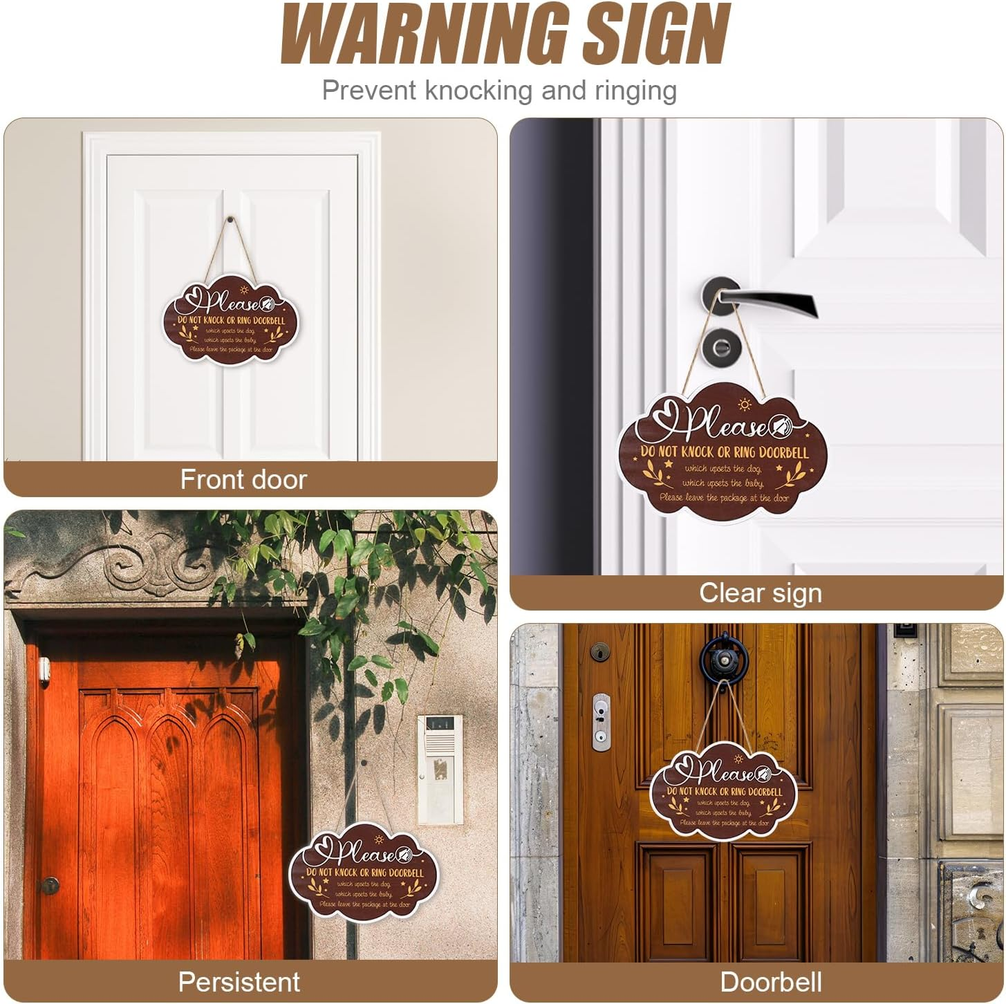 Baby Sleeping Sign, Hanging 3D Wooden Baby Sleeping Sign Plaque with Rope for Baby Room Nursery Kids Room Bedroom Front Door Decoration for New Parents Gifts (Model A)