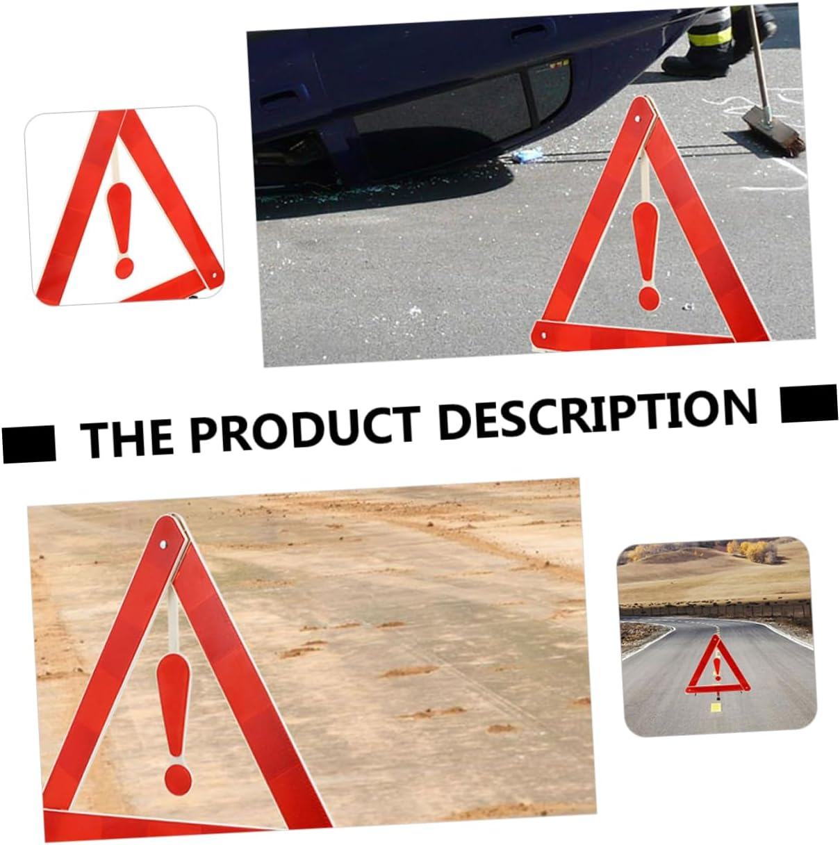 4 Pcs Car Warning Triangle Safety Signs 39X39Cm Reflective Roadside Emergency Triangles Tripod Kit for Vehicle Breakdown image number 5