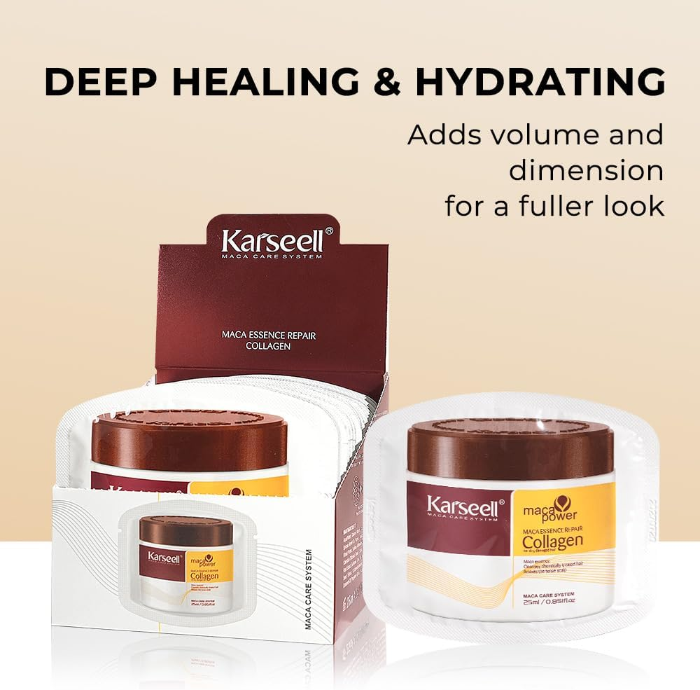 Karseell Hair Mask Treatment Collagen with Argan Oil Deep Repair Conditioner, 25Ml/ 0.34Oz 24 Pack image number 4