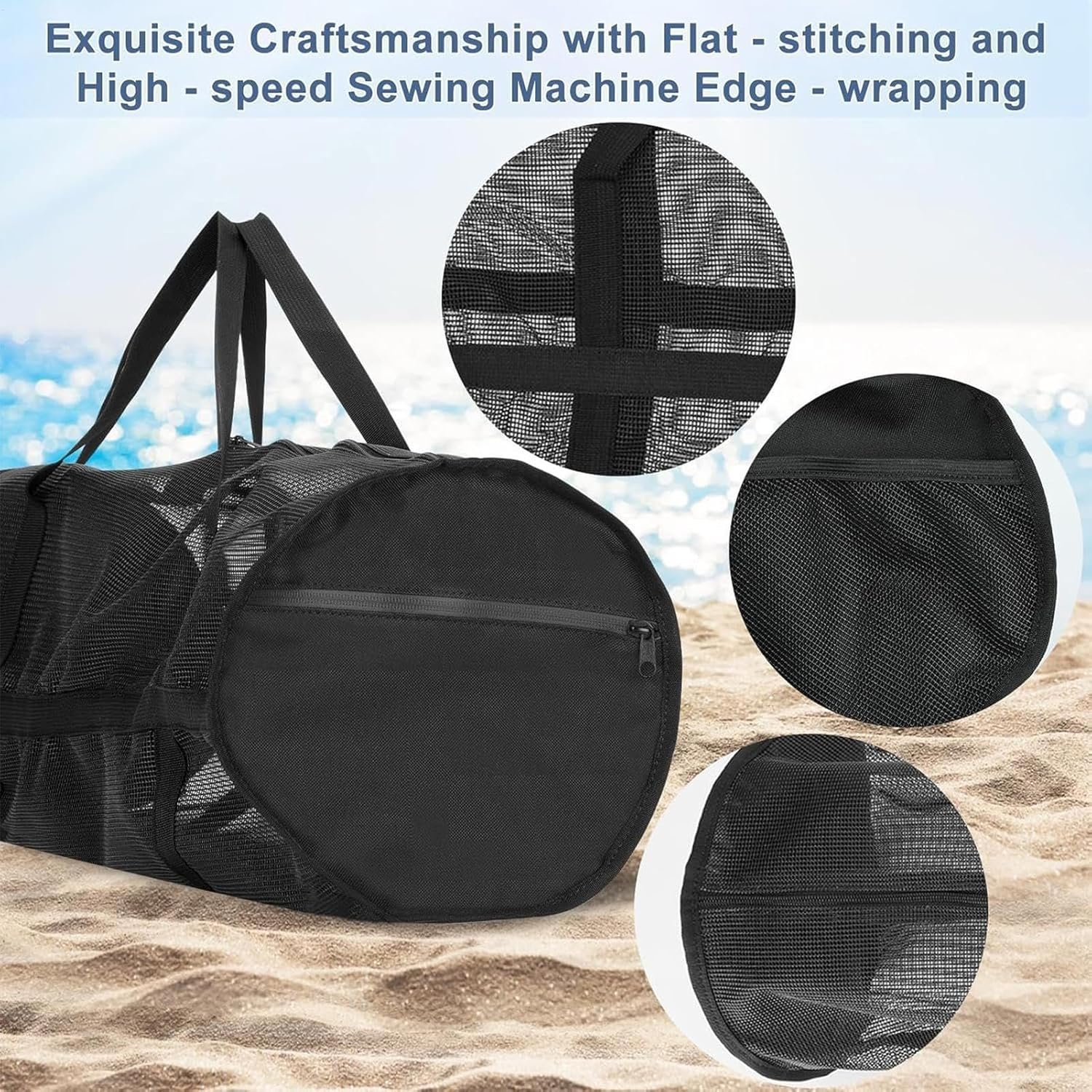 Dive Bag for Gear - Mesh Duffle Bag,Foldable Large Duffle for Holding Basketball Volleyball Soccer, Laundry Gym Dive Snorkeling Swimming Beach Scuba Pool Travel image number 3