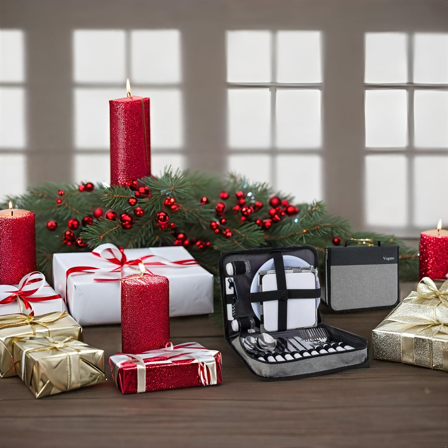 Picnic Backpack Accessories for 4 - Includes 26 Pcs, Portable Travel Utensils with Case, Reusable Camping Cutlery Plates, Stainless Steel of Spoons and Forks, for Hiking, Camp, image number 2