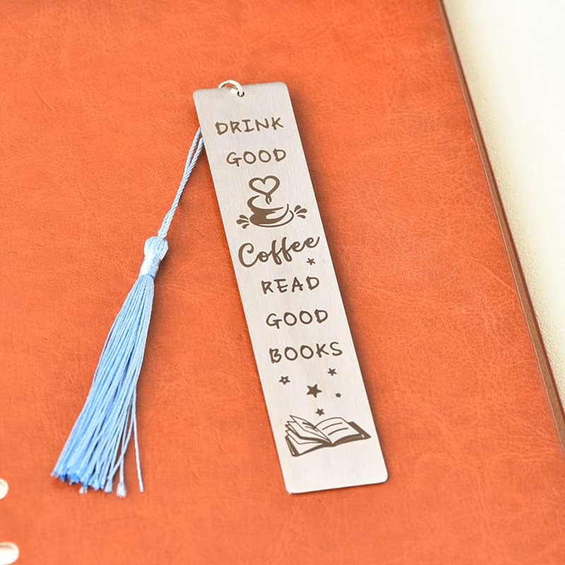 Book Coffee Lover Gifts Bookmarks for Women Men Bookmarks for Book Coffee Lovers Bday Christmas Gifts for Friends Students Coworkers Bookworm Readers Graduation Retirement Gifts Bookmark with Tassel image number 4