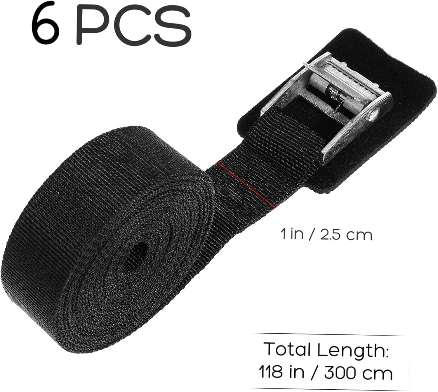 WHAMVOX 6 Pcs Nylon Webbing Packing Straps 25Mm X 3M with White Zinc Buckles, Adjustable Cargo Tie Straps for Luggage, Travel Gear, and Industrial Securing Applications image number 3