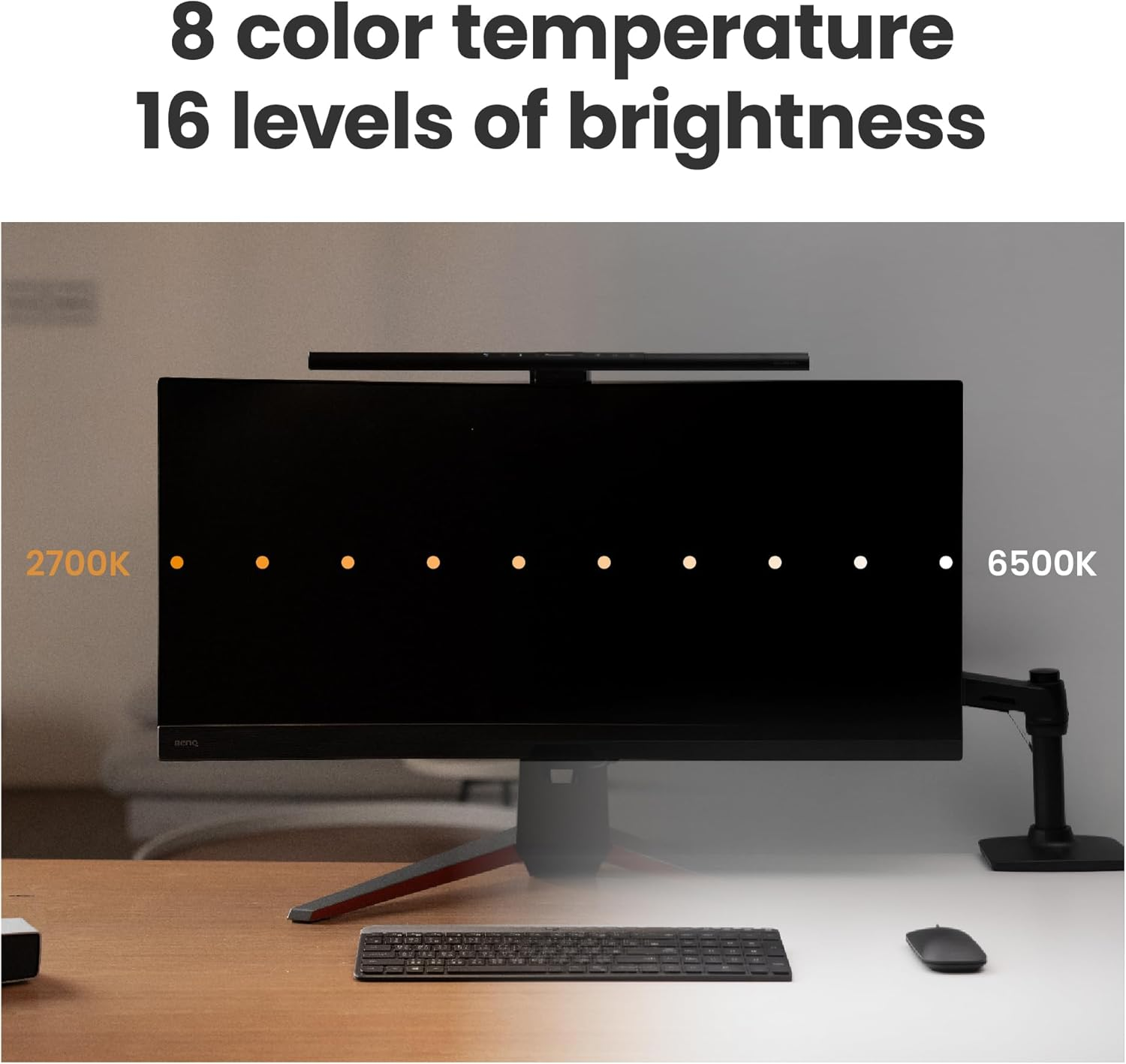 Benq Screenbar Pro LED Monitor Light (Black)/Ultrawide Illumination/Motion Sensor/Adjustable Brightness and Color Temperature/Eye-Care Light Bar/No Screen Glare/Space Saving/Curved Monitors/Usb-C image number 4