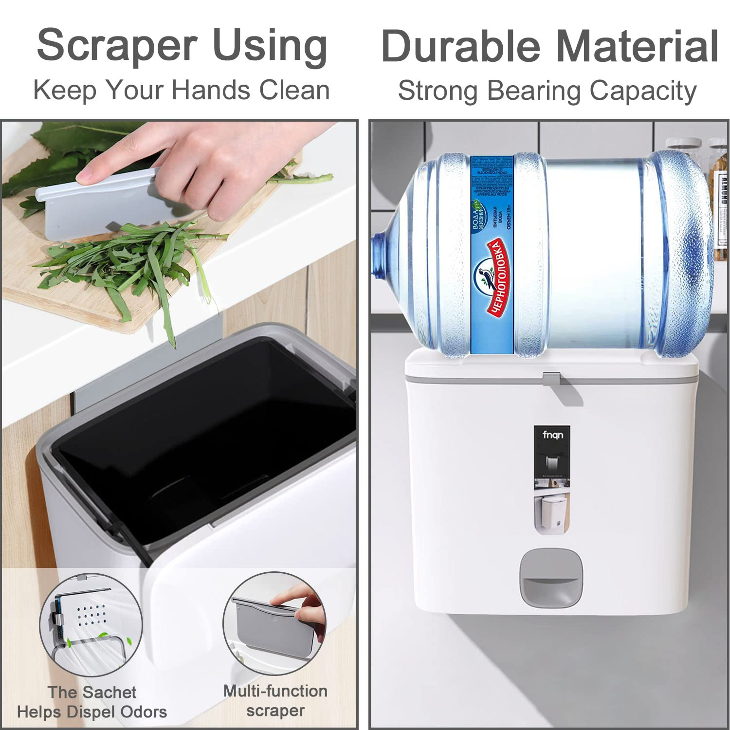 Kitchen Bin inside Cupboard 7L Compacting Trash Bin with Lid Mountable Hanging under Sink Compost Bin for Kitchen, Caravan, Space Saving Small Size image number 5