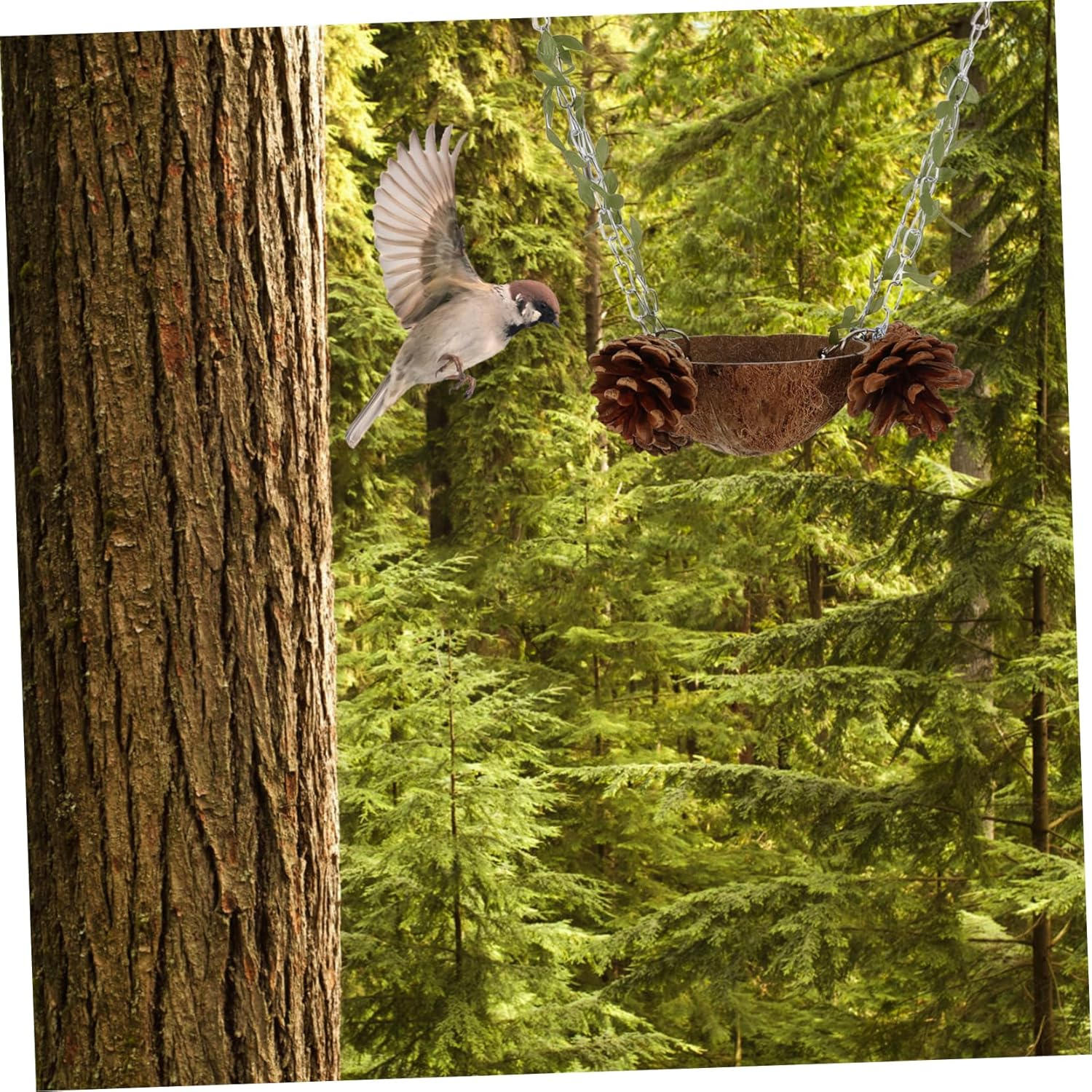 Toyvian Coconut Shell Nest Parrot Toy Bird Swing Bird Bed Decorative Birdcage Toy image number 6