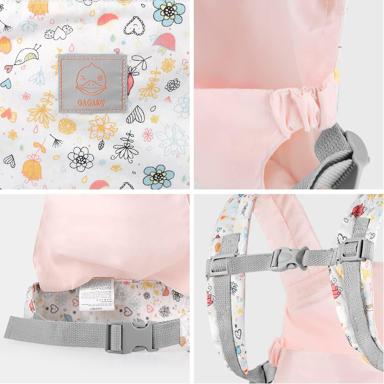 GAGAKU Doll Carrier Front and Back Soft Cotton for Girls Baby over 18 Months, Rose image number 3