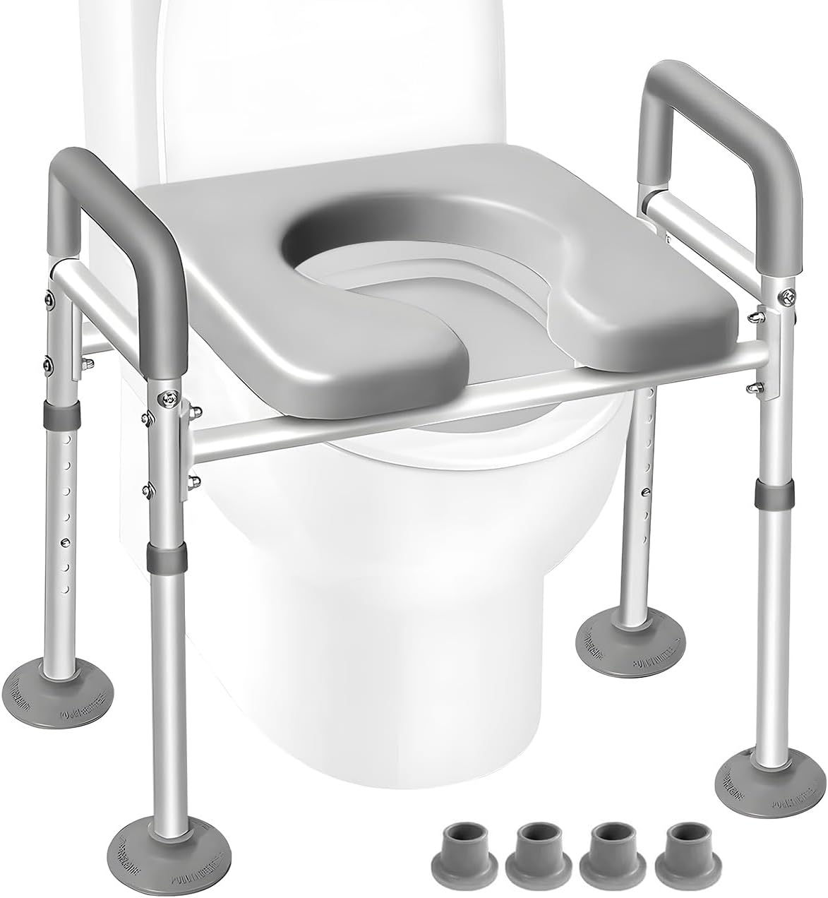 Raised Toilet Seat with Handles - Height Adjustable Elevated Toilet Seat Risers with Suction for Elderly, Seniors, Handicap, Pregnant image number 6