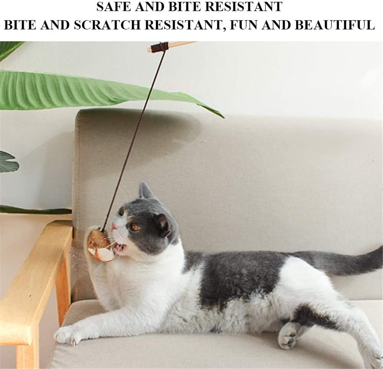 Cat Teaser Wand Toys,Cat Feather Toy,Cat Interactive Toys,Fishing Rod with Mouse, for Play, Exercise, Activity & Fun, Indoor Cats Kitten Interactive Training (5Pcs) image number 2