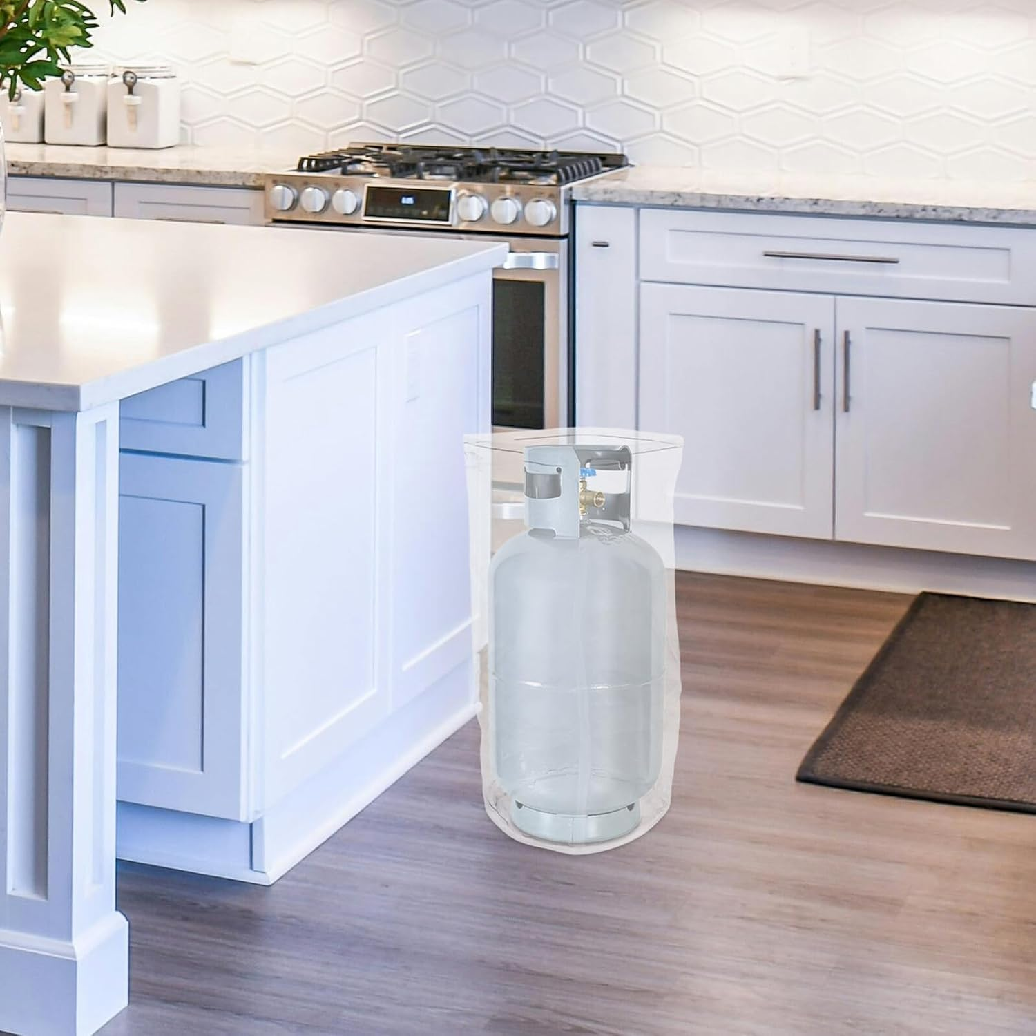 SUPVOX Waterproof Outdoor Gas Cylinder Protective Cover Zipper, PVC 10Kg Tank Bag, Dustproof Gas Canister Protector for Camping, Market Booths, and Home Use image number 1