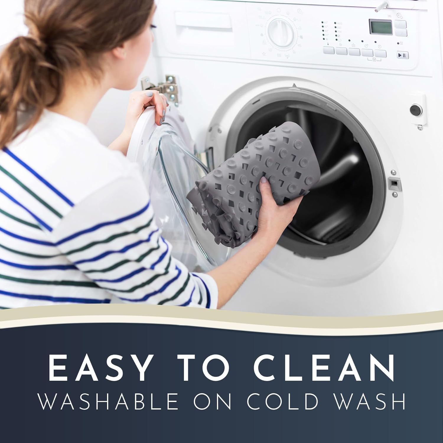 Shower Mat Non-Slip anti Mould: 53 * 53 Cm Square Shower Mats for inside Shower Non Slip Bath Mats with Suction Cups for Kids Elderly, Machine Washable, Quick Drying image number 5