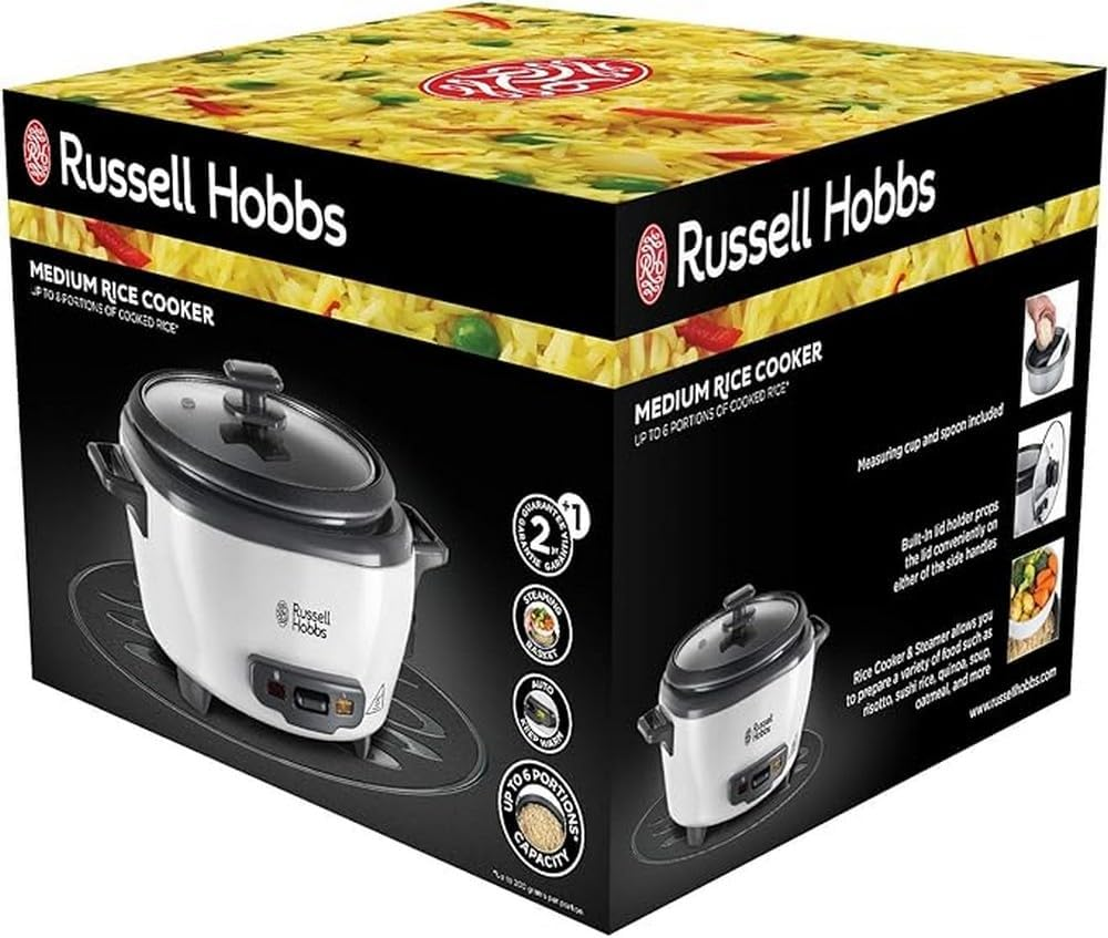 Russell Hobbs Rice Cooker Small [Medium] 0.8L (Incl. Steamer Insert, Reheat Function, Non-Stick Pot, Rice Scoop and Measuring Cup) Slow Cooker for Vegetables and Fish image number 6