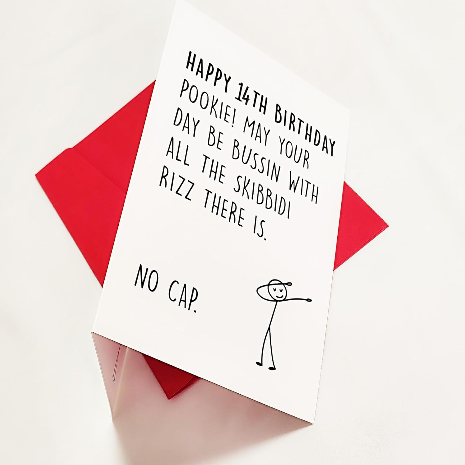 Funny Birthday Card for Boys Girls，14 Year Old Gen Z Slang Meme Design with Envelope Hilarious Birthday Gifts & Decorations for Son Daughter Nephew Niece Teenagers (14TH)