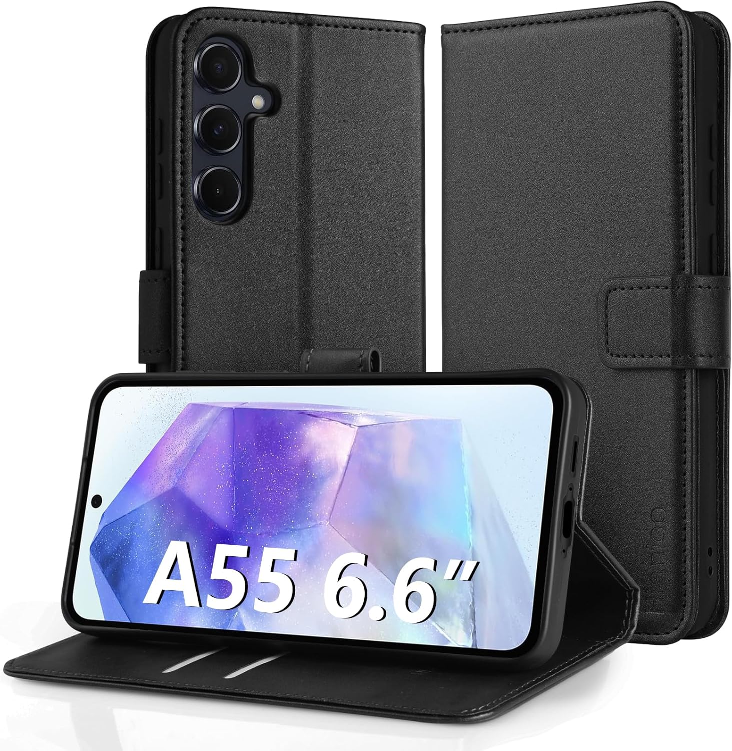 Hianjoo Case Compatible with Samsung Galaxy A55 6.6", Premium Protective Wallet Card Flip PU Leather Phone Case Replacement for Samsung Galaxy A55 - Black
