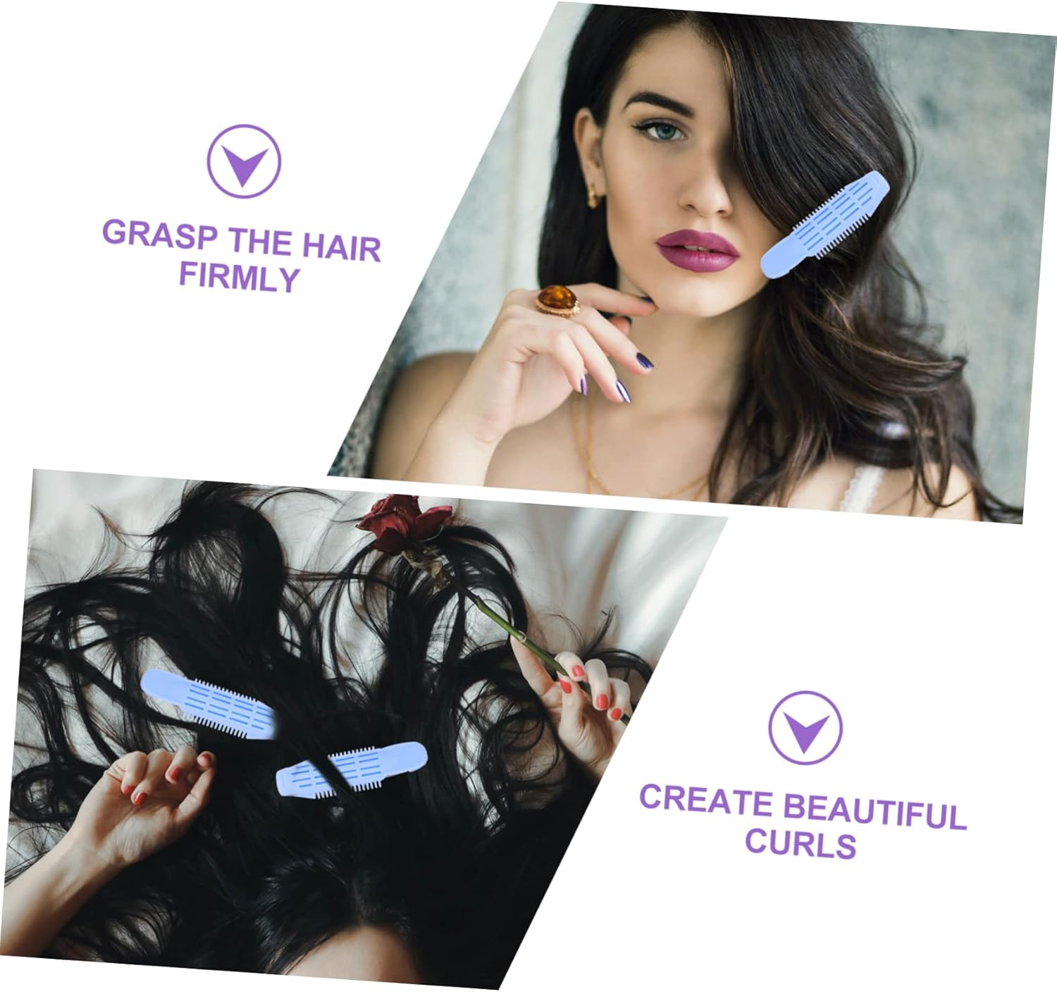 HAMPPLIES 6Pcs Blue Bang Curlers Hair Clips for Women Rollers for Volume and Styling DIY Curly Hairstyle Tools Rollers - Rosy image number 5