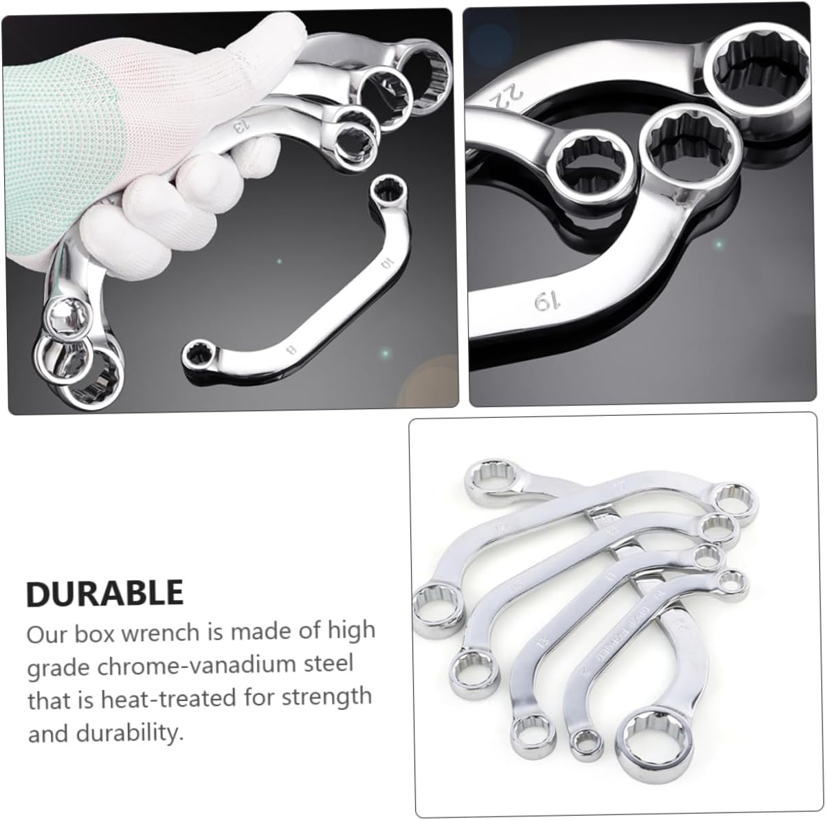 QUMIIRITY Metal Socket Spanner and Box Wrench Set 5Pcs Chrome-Vanadium Steel Multifunctional Double-Ended 12-Point Socket Spanner for Automotive and Mechanical Repairs image number 3