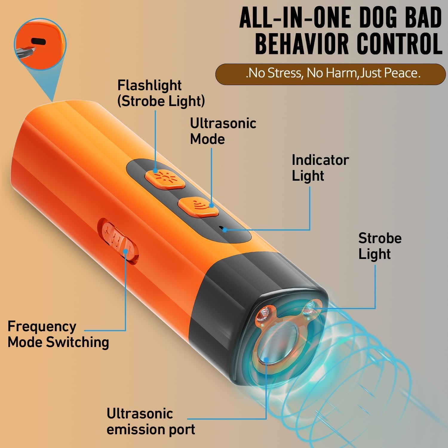 Kicttule Barkshield Pro - Bark Shield, Ultrasonic Dog Bark Deterrent Device - Adjustable Frequency anti Barking Tool, Stop Neighbors Dog Barking Instantly with Humane Safe Control image number 6