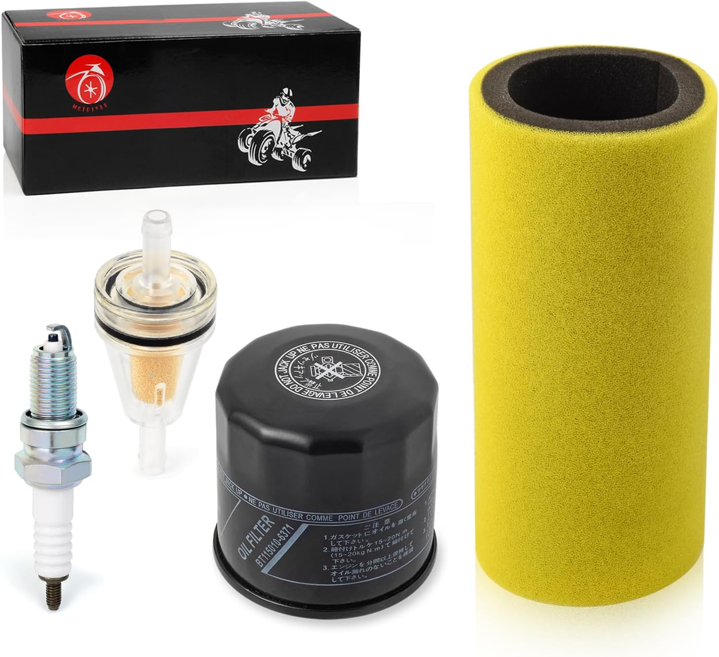 Air Filter Foam & Oil Filter & Spark Plug for Yamaha Rhino 450 YXR450 2006-2009 Rhino 660 YXR660 2004-2007 Foam Filter Is Pre-Oiled image number 2