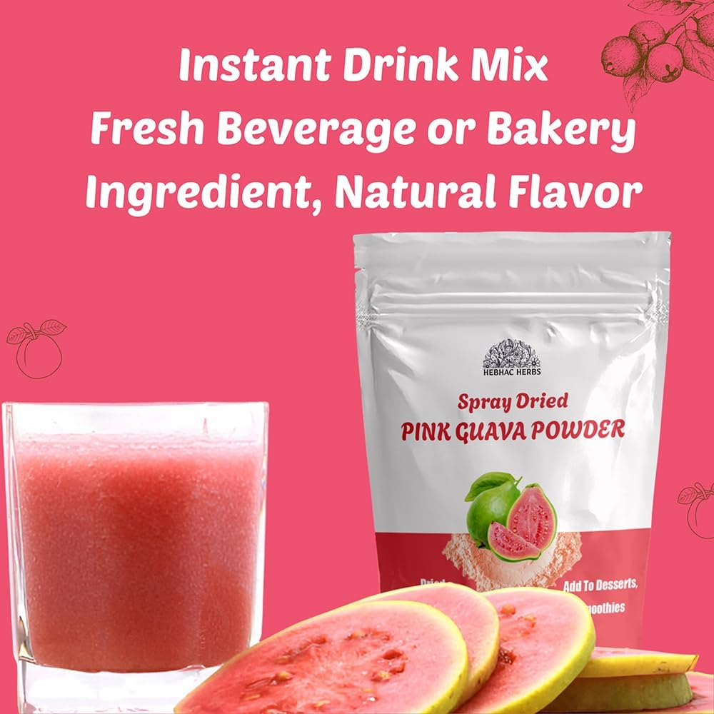 Pink Guava Powder 114 G | Instant Drink Mix Guava Powder for Juice, Cake | Gluten-Free, Natural, No Preservatives