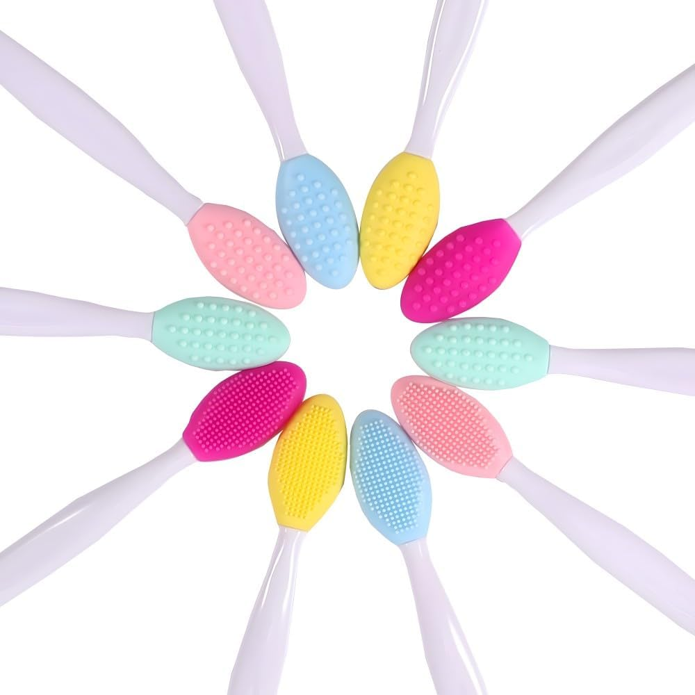 10Pcs Silicone Lip Brush Exfoliating Nose Clean Blackhead Removal Brushes for Face Scrubber & Lip Scrubber,For Massaging,Makeup Skincare Removal