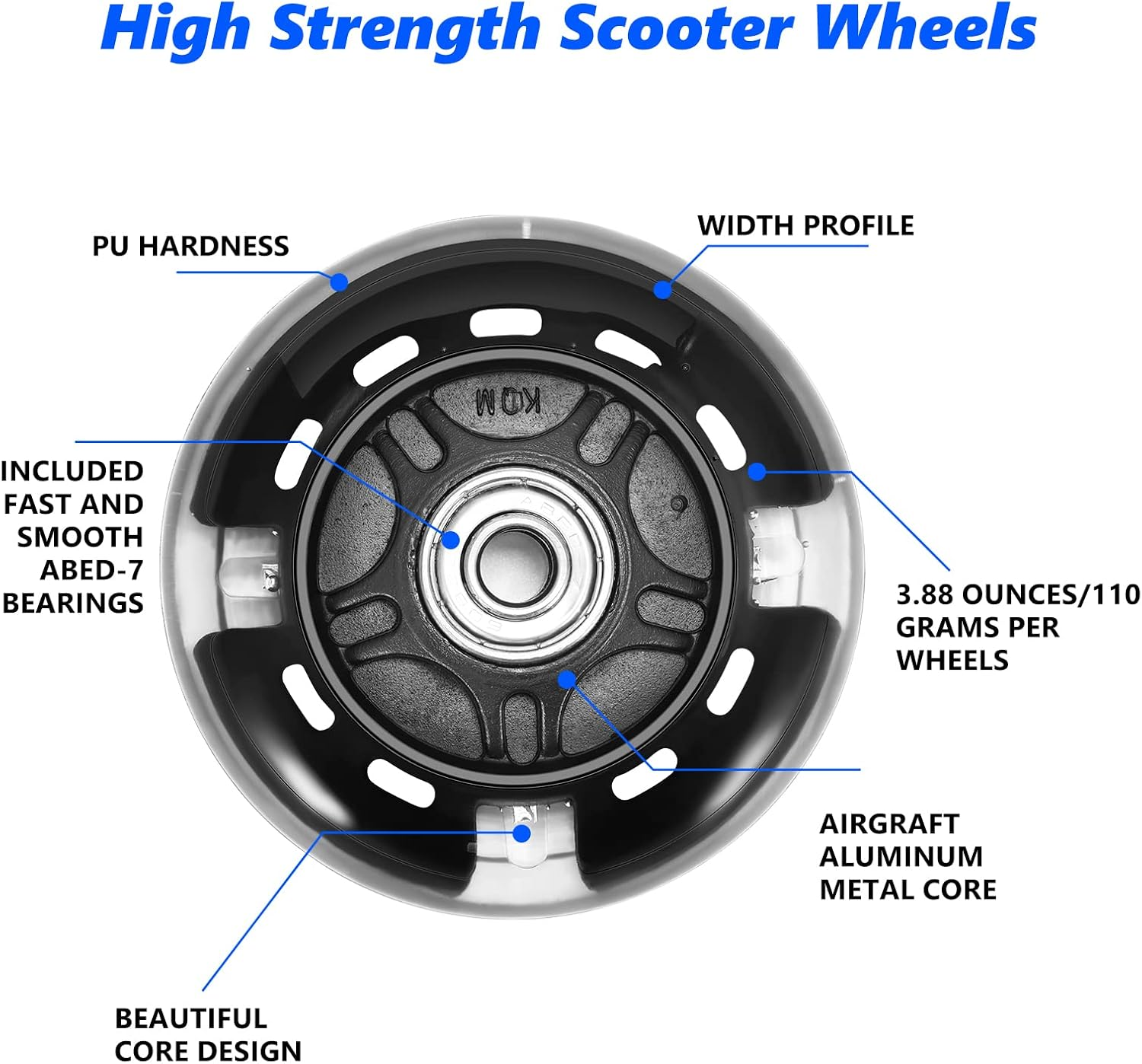 Scooter Replacement Wheels, LED Flash Wheel 80MM, Mini Maxi Micro Scooter Skate Wheels Flashing Roller Lights Back Rear ABEC-7 80MM for Kids & Teens Indoor Outdoor Skating (1Pc) image number 7