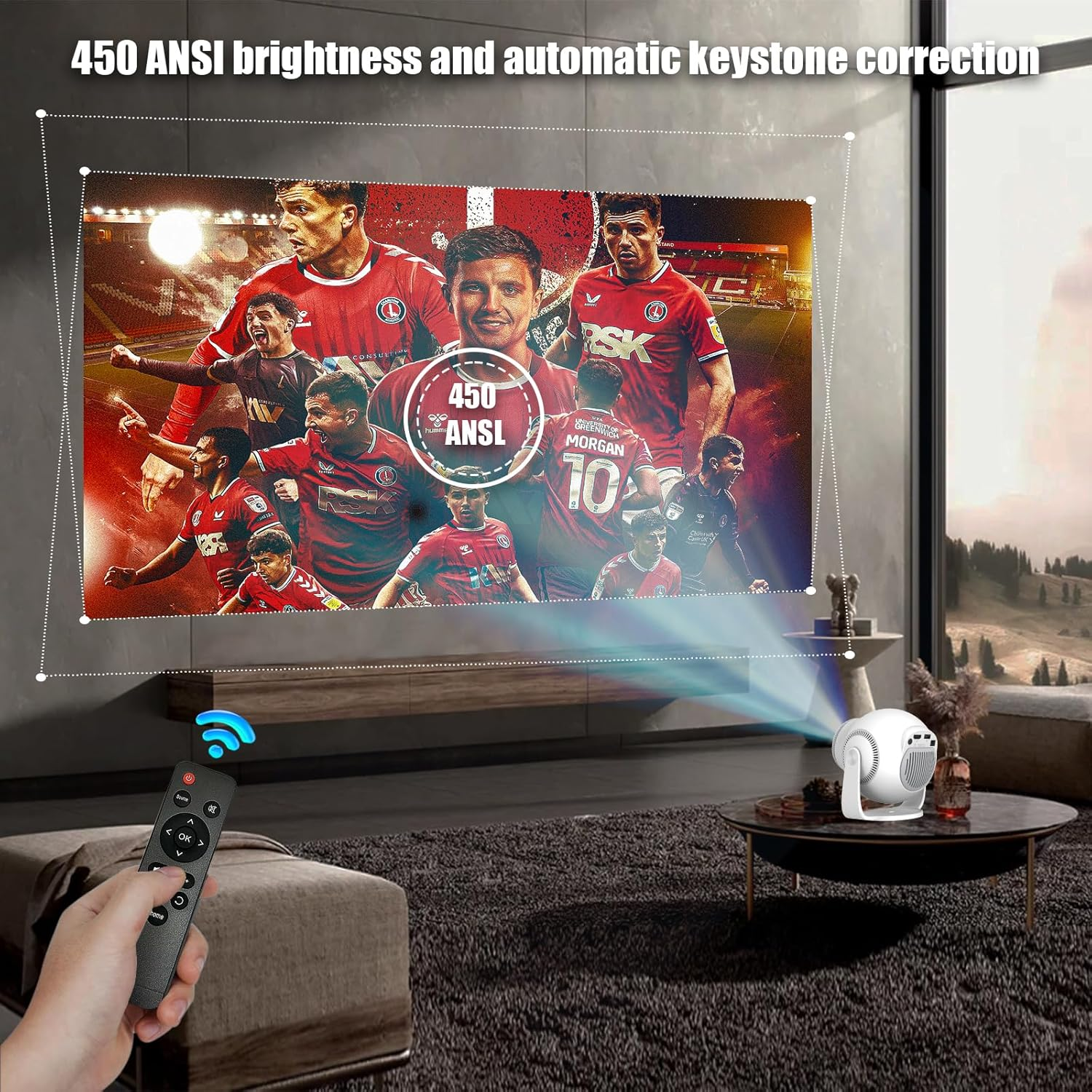 Mini Projector with 4K & 8K 1080FHD, Portable Projector with Android 14, 5G Wifi 6 and Bluetooth 5.4, 270&deg; Rotation, Smart Projector with HDMI/USB/DC, Automatic Horizontal Keystone Correction image number 2