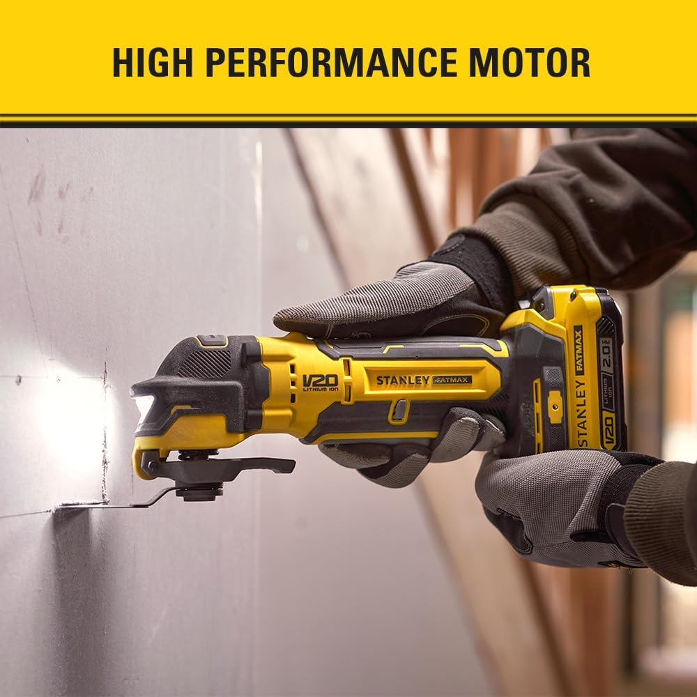 STANLEY FATMAX V20 | 18V Brushless Multi Tool - up to 19,000 OPM, LED Worklight, Ideal For: Plunge Cuts, Trimming Materials, Detail Sanding, Removing Grout, Scraping Paint or Adhesives, Bare Unit image number 2