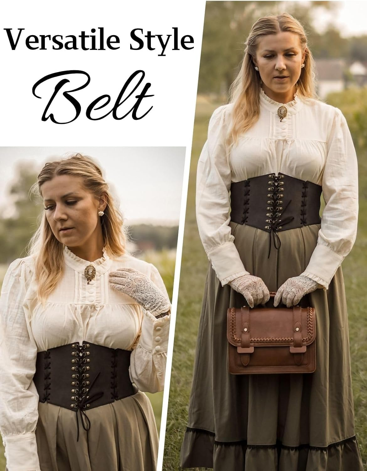 Scarlet Darkness Women Wide Belt Elastic Waist Belt Lace-Up Corset Belts for Dress image number 6