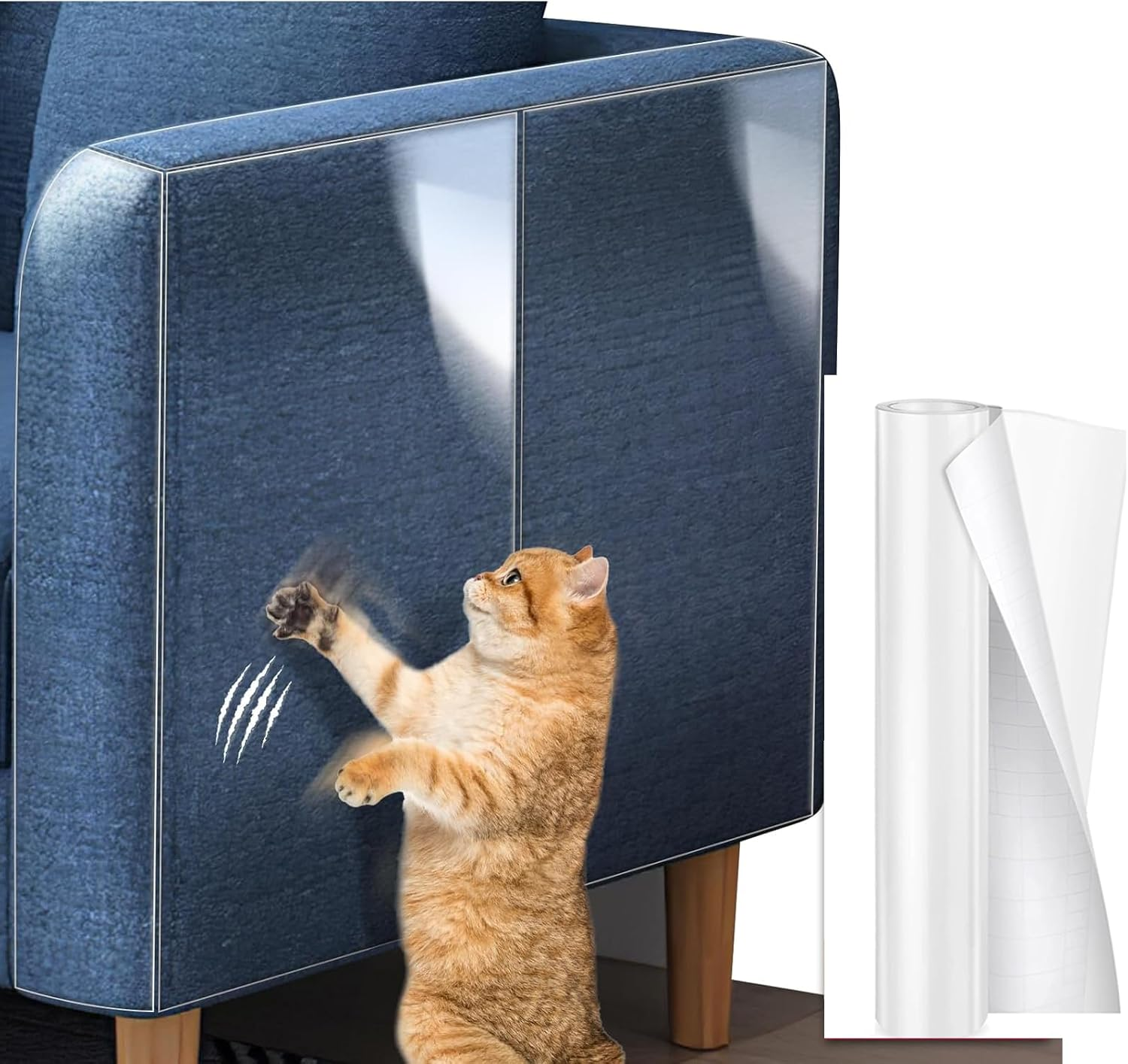 Scratch Protection Cat Tape 5 M (30 Cm X 500 Cm), Cat Scratch Protection Film, Scratch Protection Film, Scratch Protection Film, Scratch Pads for Furniture, Couch, Door, Wall, Scratch Repellent image number 1