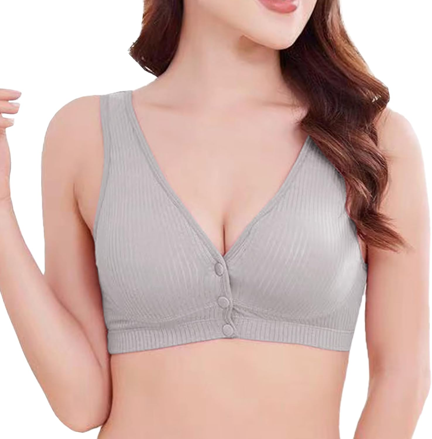 Dress Cici Front Snap Nursing Bra for Large Breast, Cotton Breastfeeding Bra, 1 Pack image number 4