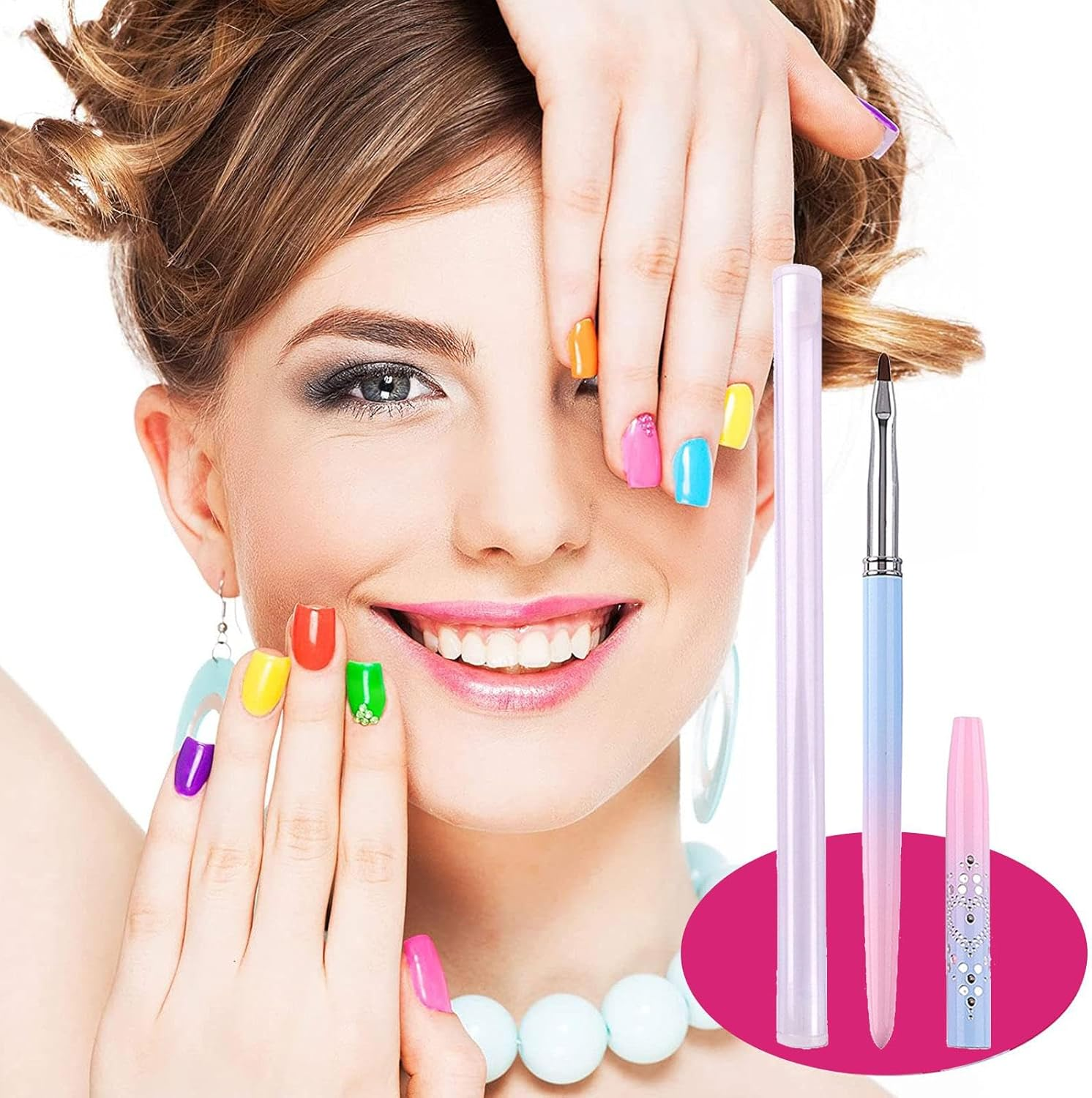 Nail-Rt Brushes - Nail Painting Tools, Nail-Rt Painting Tools for Salon, Uv Build Gel Brush, 1/15Pcs Nail-Rt Design Brushes, Poly Extension Gel Brush, Nail Design Brush, Nail Pen Painting Tools image number 3