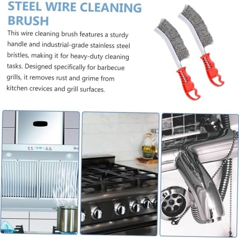 Fokmuaex 2PCS Heavy Duty Grill Brush - Stainless Steel BBQ Cleaning Brush with Handle for Gas, Charcoal & Electric Grills, Professional Grill Grate Cleaner Tool image number 2