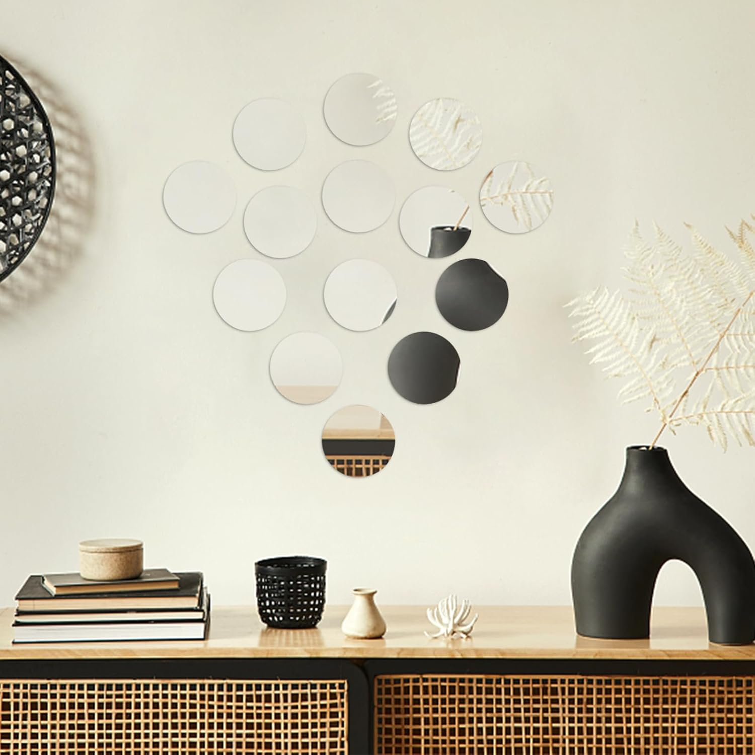 60 Pieces Small Circle Craft Mirror, 2 Inch Mini Mosaic Mirror Tiles round Decorative Glass Mirror for DIY Crafts image number 1