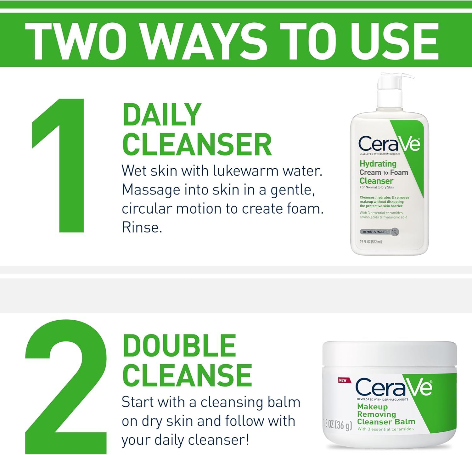 Cerave Hydrating Cream to Foam Cleanser | Makeup Remover Face Wash for Dry Skin | Foaming Facial Cleanser with Hyaluronic Acid | Normal to Dry Skin | Fragrance Free & Non Comedogenic | 19 Fluid Ounce image number 6