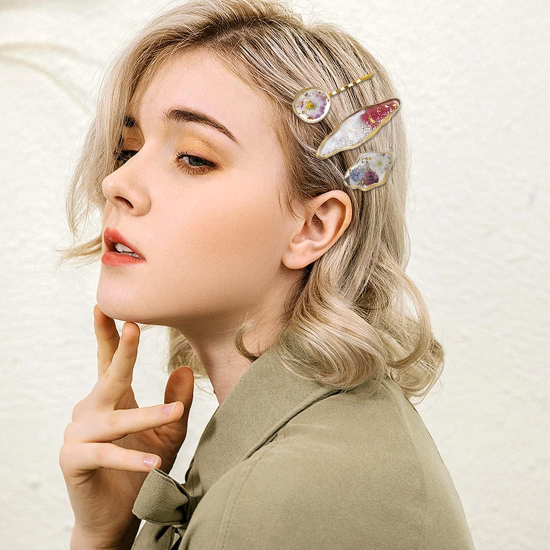 Voyyphixa Hair Clips Silicone Moulds Epoxy Resin Hair Pin Epoxy Resin Moulds with 16 Hair Clips Jewellery Resin Casting Moulds Hair Clips Resin Mould for DIY Key Ring Bookmark (16 Hair Clips)