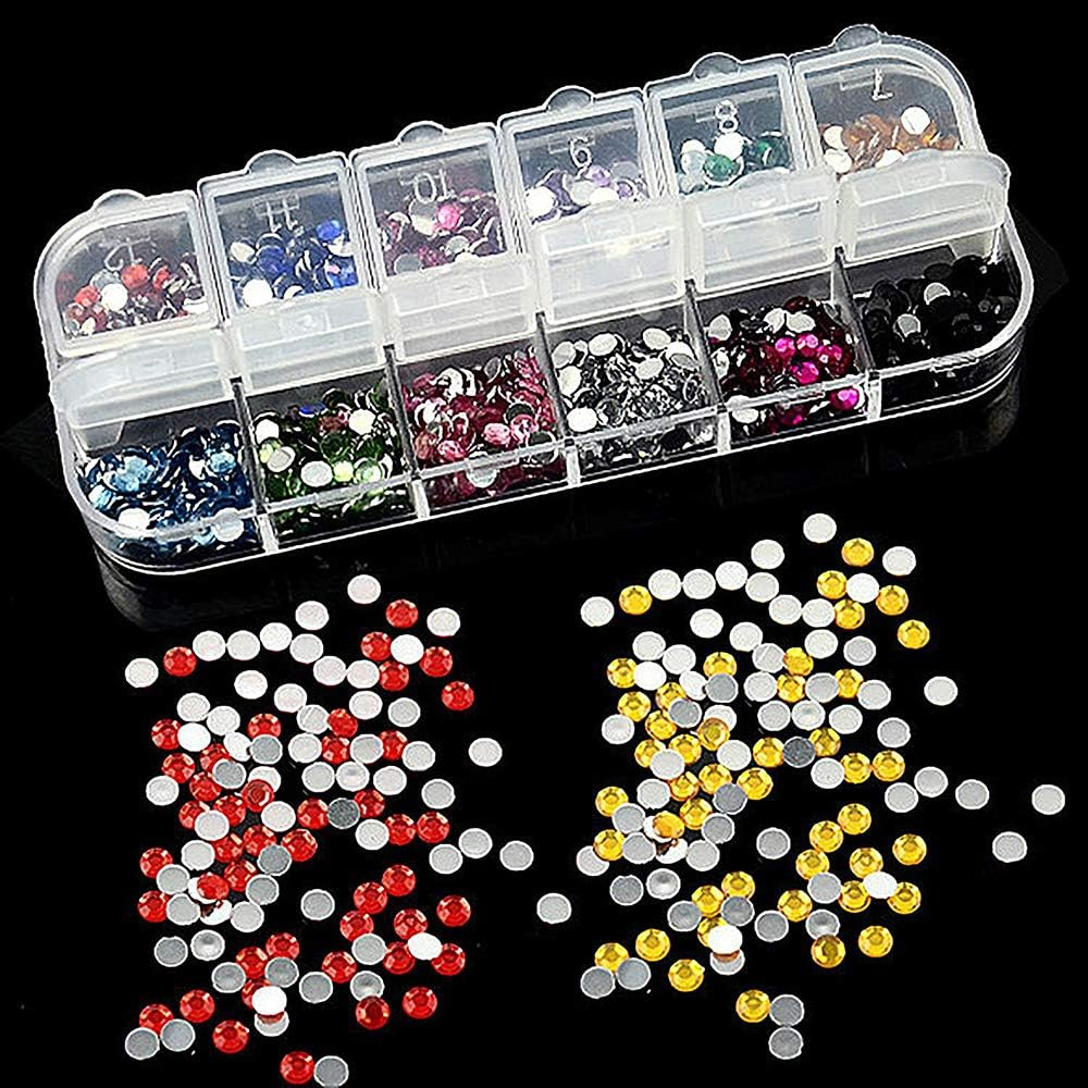 5 Boxes Nail Art Rhinestones Crystals round Beads Nail Crystal for Nails Decoration Makeup Clothes image number 3
