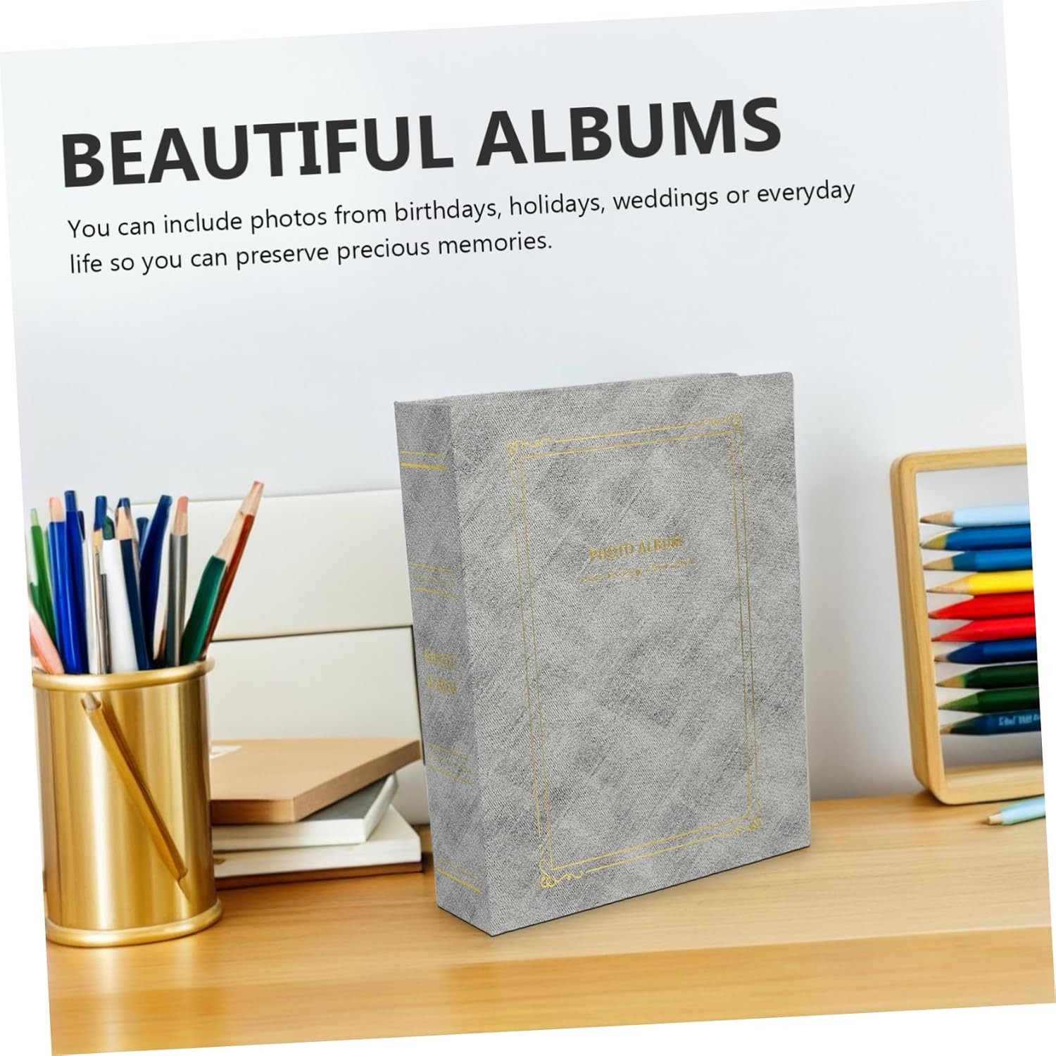 Creative Photo Album Insert Pages for Family Memories Weddings Special Events Elegant Grey Foil Design for Birthdays Anniversaries User-Friendly Layout image number 5