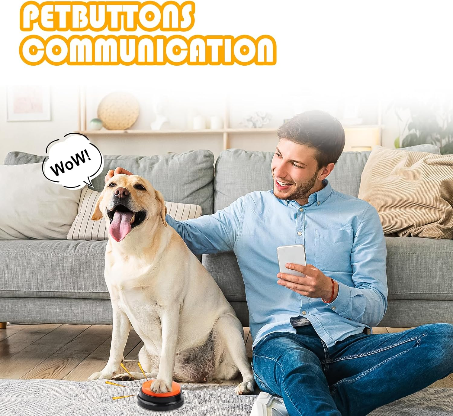 Buzzer with Recording Function, Pack of 4 Coloured Buzzers with Sound, Dog Buttons for Talking Buzzer Dog Recording Buttons for Dog Interaction Dog Buttons Intelligence Toy for Dogs image number 5