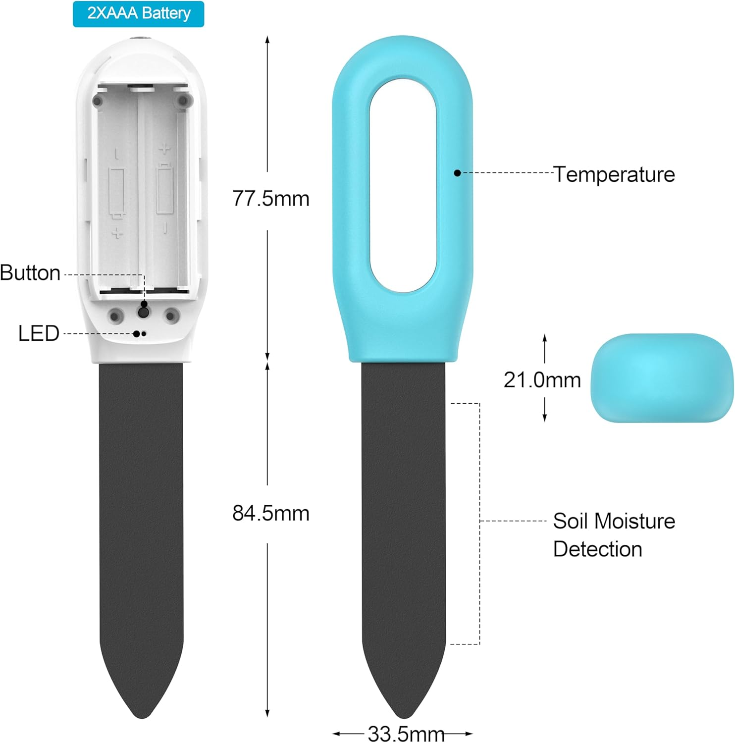Smart Plant Soil Moisture Meter + App, Bluetooth Soil Sensor + Notifications, Wireless Plant Care Remote Monitoring, Soil Meter for Garden image number 3