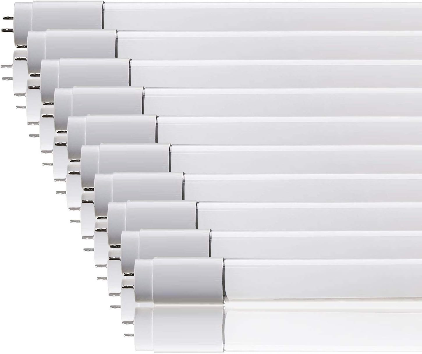 ZONE LED Set of 10 LED Tubes 60 Cm Neutral White (4000 K), 850 Lumens, T8, G13-9W (Replaces 18 W), Includes Starter, LED Tube Fluorescent Tube Neon Tube Light image number 1