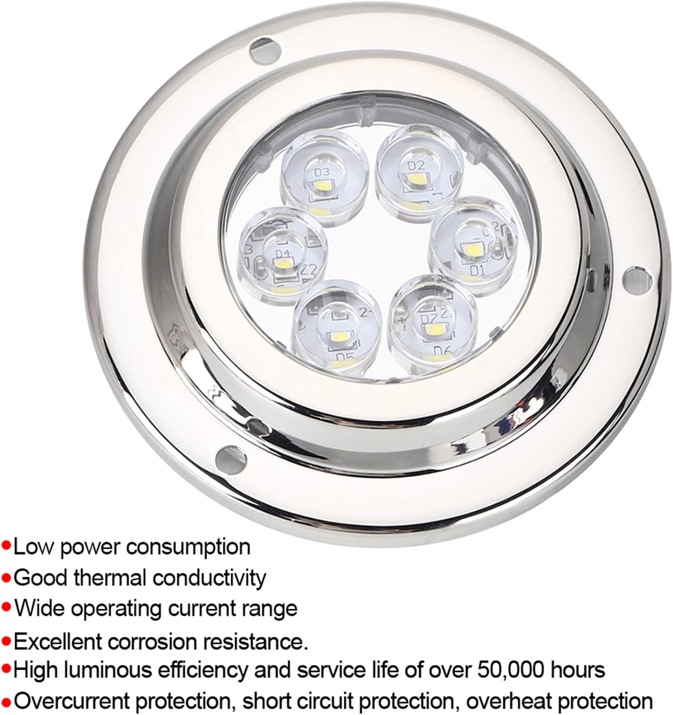 TOPINCN LED Yacht Boat Underwater Light IP68 Waterproof White Light High Luminous Efficiency 50,000 Hours Service Life Stainless Steel 316 for Swimming Pool image number 6