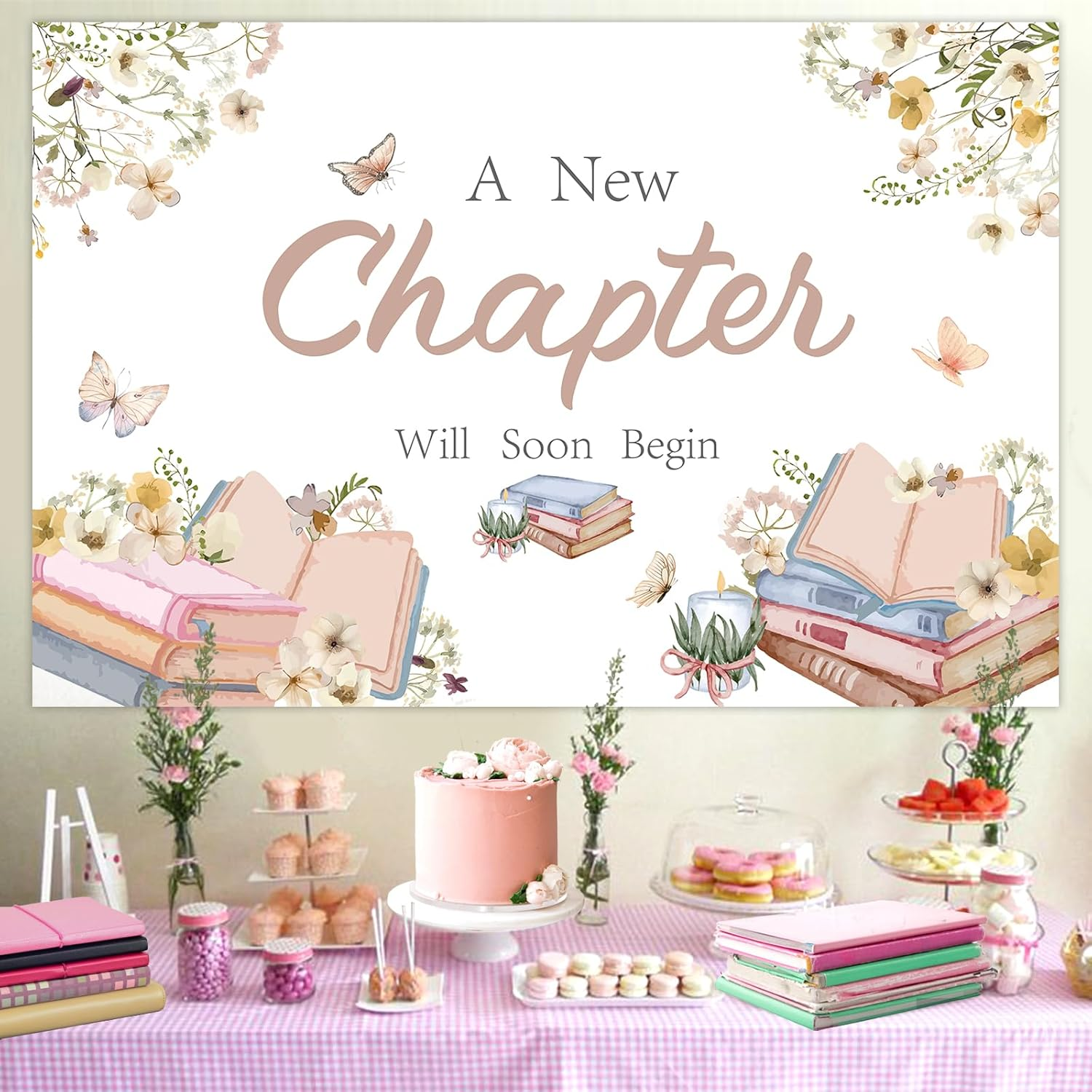 Wonmelody Storybook Baby Shower Decorations Storybook Baby Shower Backdrop a New Chapter Is about to Begin Baby Shower Decor Book Club Supplies for Book Themed Newborn Party Reading Baby Shower image number 4