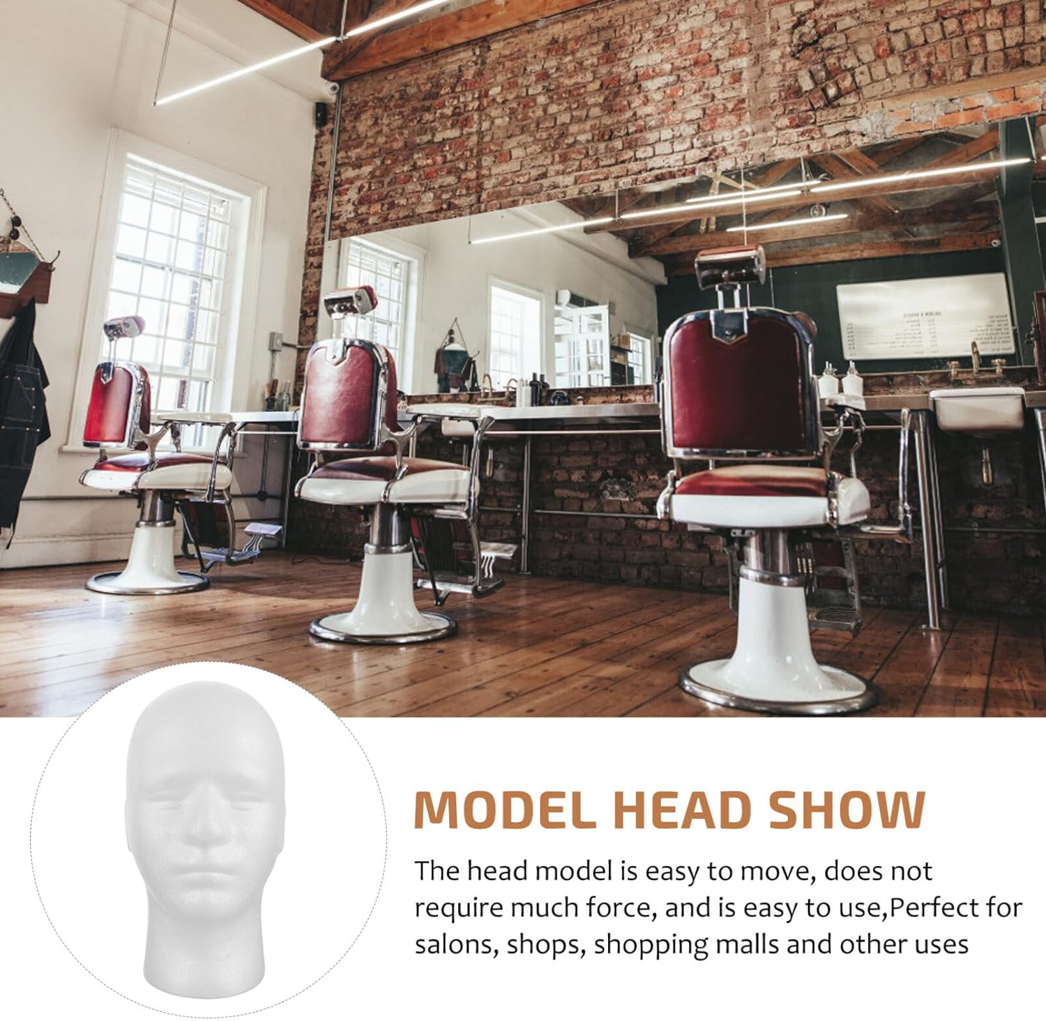 Totority Male Mannequin Head Model for Wig Hat Display 10.43In Foam Head for Salon Store Use Versatile Hair and Accessory Display Stand image number 4