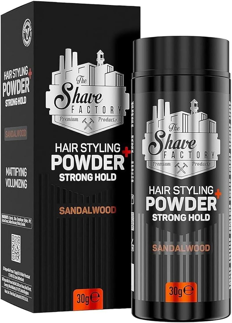 THE SHAVE FACTORY Hair Styling Powder - Sandalwood 30G - Matte Volume & Texture Powder for Men - Strong Hold, Flexible Style, Long Lasting Finish - Professional Hairdressing Product image number 3