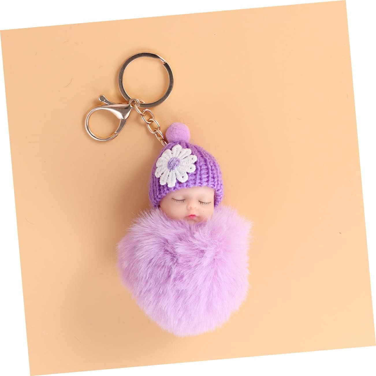 FOYTOKI 2Pcs Stylish Plushie Keychain Keyring Pompom Decor Decorative Bag Pendant Cartoon Charm - Pink image number 5