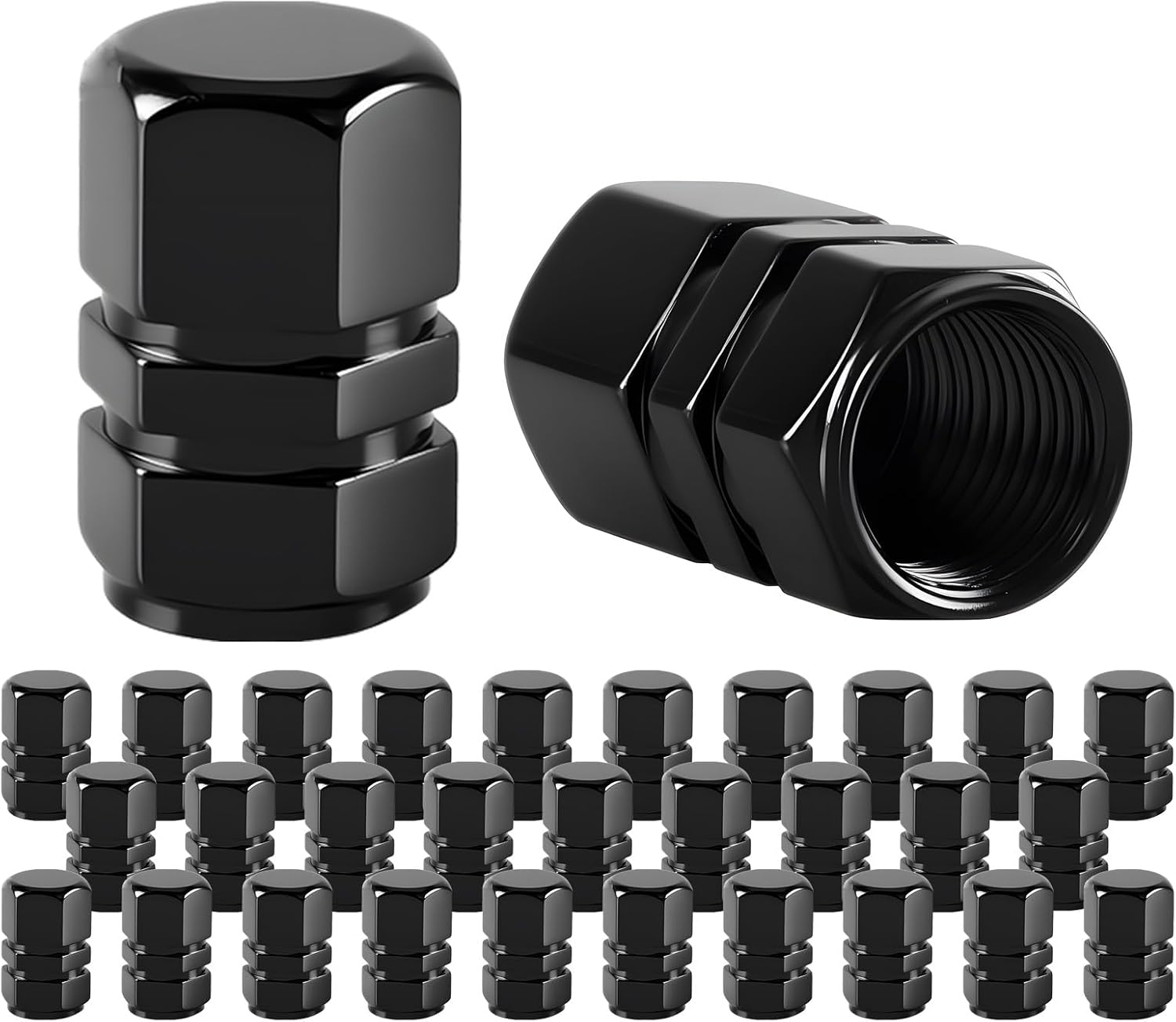 30 Pcs Tyre Valve Caps and Gasket, Hexagon Aluminum Car Tyre Valve Caps Suitable for Car SUV Bike Motorcycle for Owner Group Enthusiast People Who Pay Attention to Driving Safety image number 5