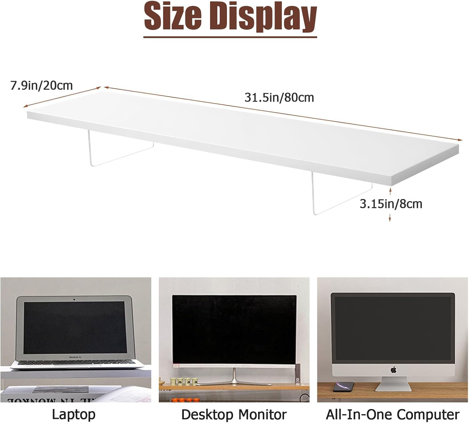 Monitor Stand Riser,Wood & Acrylic Computer Monitor Stand,Desk Organizer Accessories,Multifunctional Desktop Organizer Stand for Laptop, PC, Computer, Printer(White) image number 5