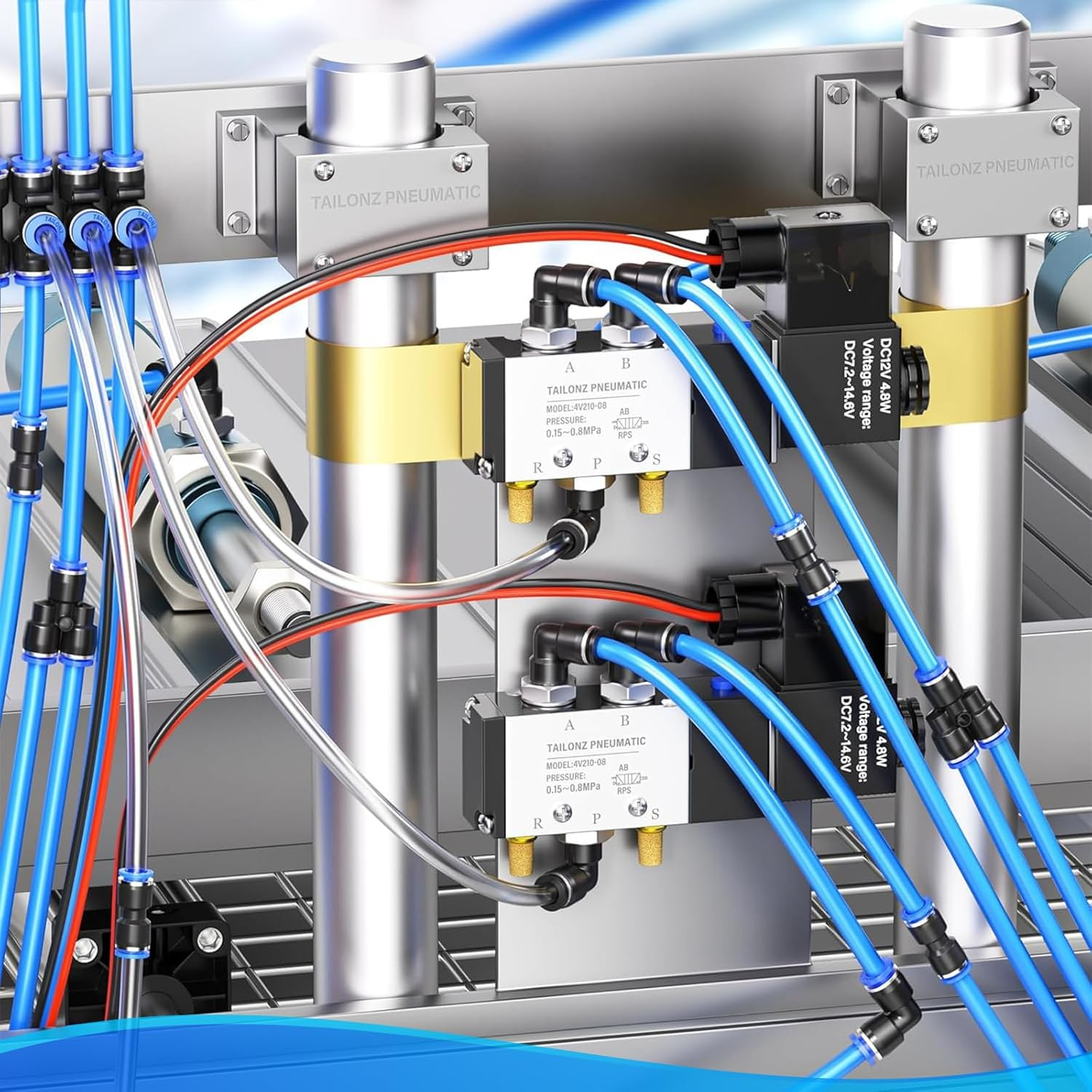 Air Fittings, 40 Pcs Air Hose Fittings, 8 Mm Air Hose Quick Connect, 10 Spliters+10 Elbows+10 Tee+10 Straight, Air Line Kit to Connect Fittings